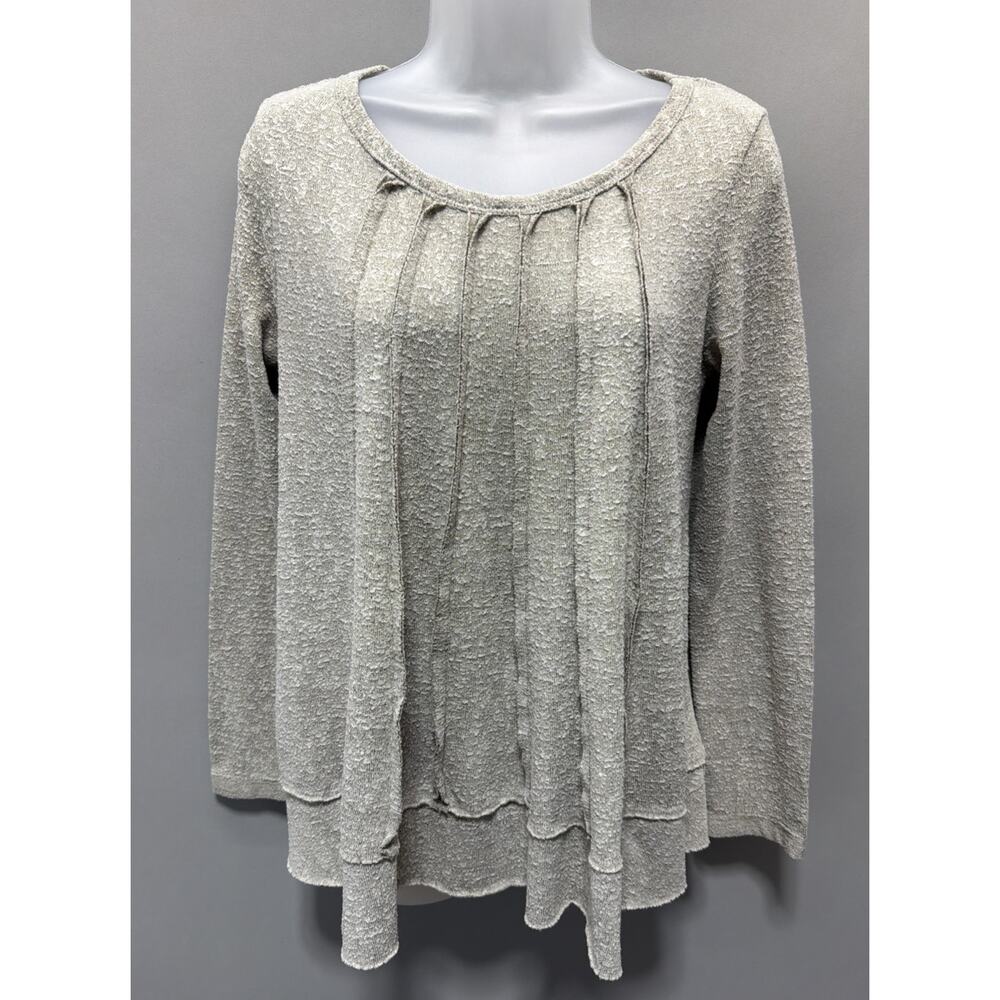 Vtg Bucket List Sweater Women's M Terry Cloth Pullover Top Long Sleeve Lagenlook